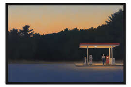 Gerahmter Kunstdruck Dämmerung an der Tankstelle