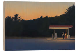 Wood print Twilight at the Gas Station