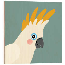 Holzbild Porträt Kakadu, blau - Julia Reyelt