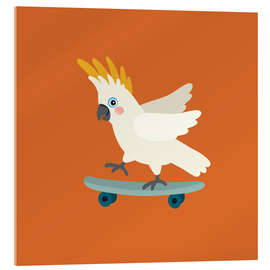 Obraz na szkle akrylowym Cockatoo with skateboard - Julia Reyelt
