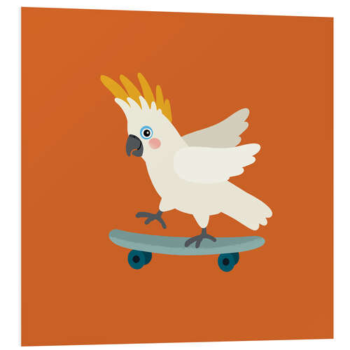 Quadro em PVC Cockatoo with skateboard