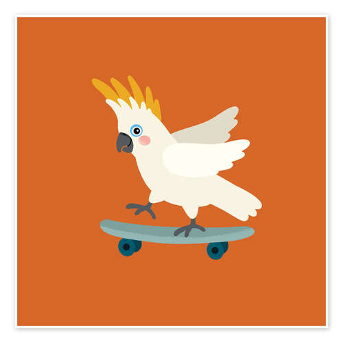 Póster Cockatoo with skateboard