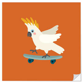 Wandsticker Kakadu mit Skateboard - Julia Reyelt