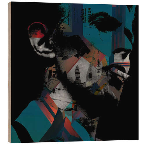 Wood print David Bowie, Heroes