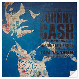 Sticker mural Johnny Cash, 1968 - Paul Lovering
