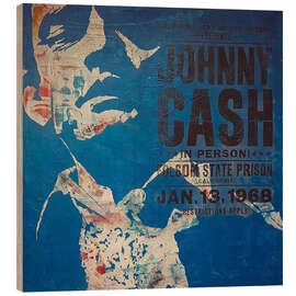 Wood print Johnny Cash, 1968 - Paul Lovering