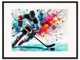 Gerahmter Kunstdruck Eishockeyspieler I - nobelart
