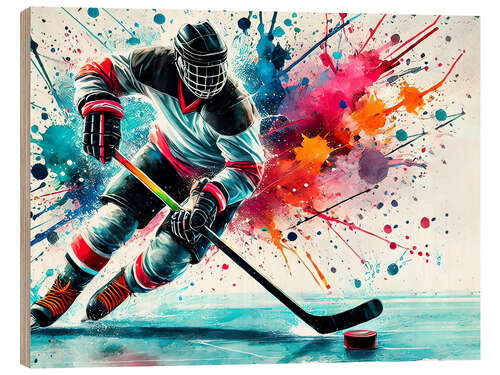 Quadro de madeira Ice hockey player I
