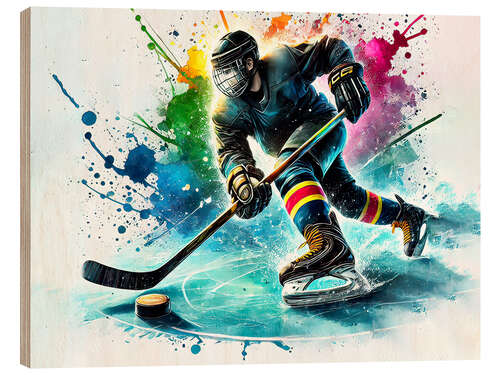 Quadro de madeira Ice hockey player II