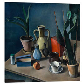 Acrylic print Large Still Life with Jugs and Red Tea Caddy - Alexander Kanoldt