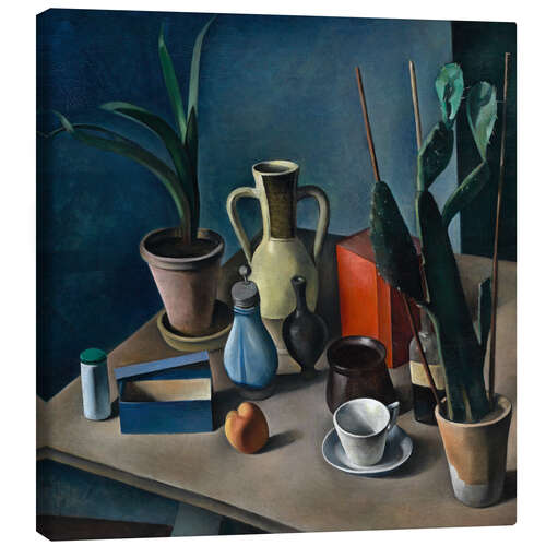 Canvas print Large Still Life with Jugs and Red Tea Caddy
