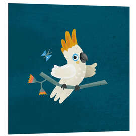 Alubild Niedlicher Kakadu und Schmetterling