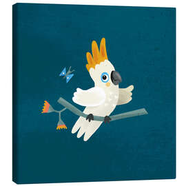 Tableau sur toile Cute cockatoo and butterfly - Julia Reyelt