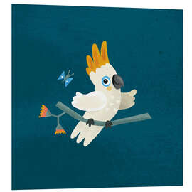 Hartschaumbild Niedlicher Kakadu und Schmetterling