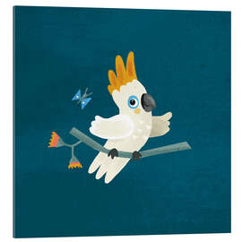 Gallery Print Niedlicher Kakadu und Schmetterling