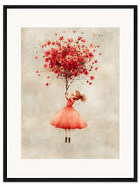 Gerahmter Kunstdruck Roter Blumenstrauß