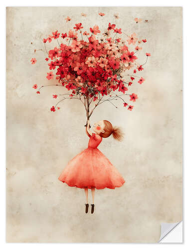 Muursticker Red Flower Bouquet