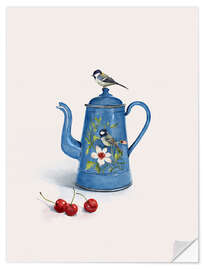 Wall sticker Blue kettle with birds