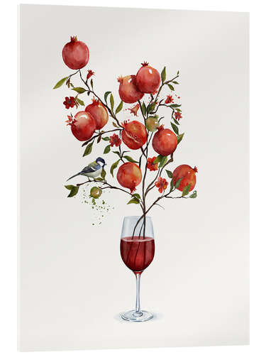 Acrylic print Pomegranate in a Glass of Wine