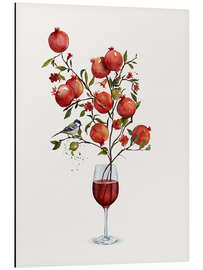 Tableau en aluminium Pomegranate in a Glass of Wine - CatsAndDotz