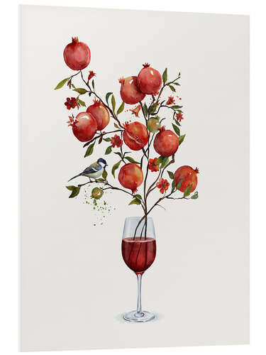 Tableau en PVC Pomegranate in a Glass of Wine