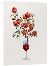 PVC-tavla Pomegranate in a Glass of Wine - CatsAndDotz