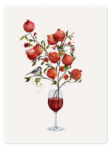 Poster Pomegranate in a Glass of Wine