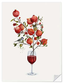 Wall sticker Pomegranate in a Glass of Wine - CatsAndDotz