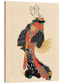 Tableau en bois Geisha - CatsAndDotz