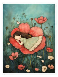 Wall print Sleeping in the Poppy - Annika Persson