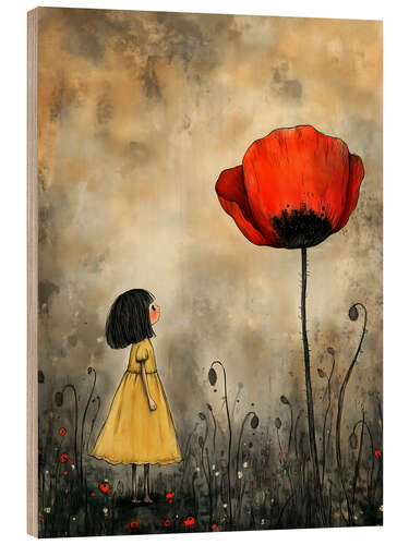 Quadro de madeira The Girl and the Poppy