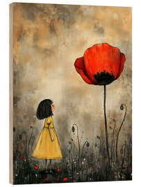 Trätavla The Girl and the Poppy - Annika Persson