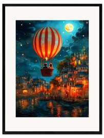 Impression artistique encadrée Balloon Over Midnight - Annika Persson