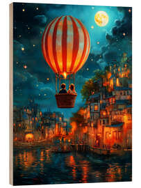 Trätavla Balloon Over Midnight - Annika Persson