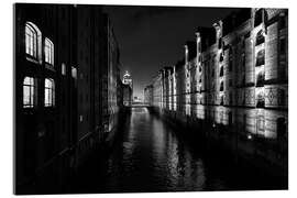 Acrylglasbild Speicherstadt in der Nacht, Hamburg - Manfred Hartmann