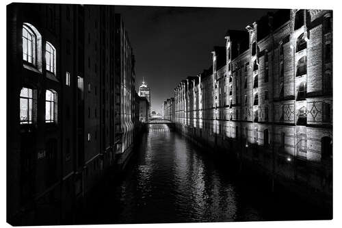 Leinwandbild Speicherstadt in der Nacht, Hamburg