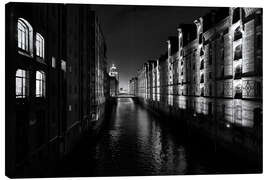 Leinwandbild Speicherstadt in der Nacht, Hamburg - Manfred Hartmann