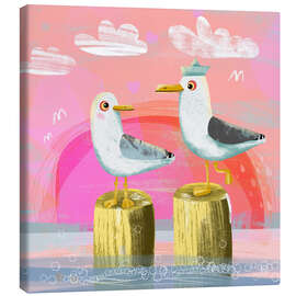 Stampa su tela Two Seagulls in Love II - Julia Reyelt