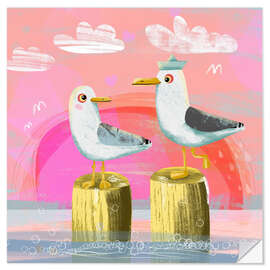 Wandsticker Zwei verliebte Möwen II - Julia Reyelt