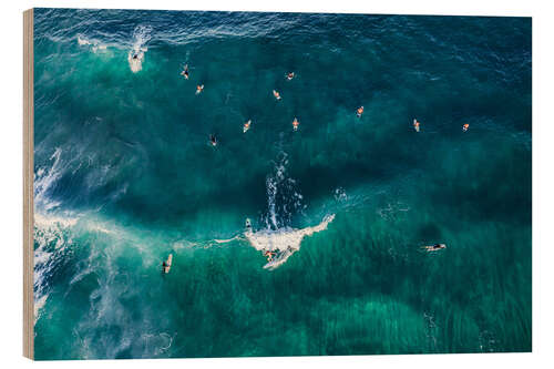 Wood print Surfing in the Ocean, Australia