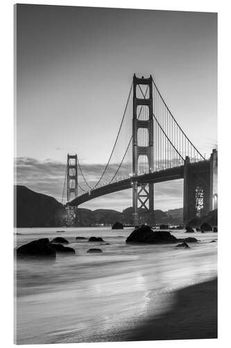 Acrylglasbild Sonnenaufgang über der Golden Gate Bridge