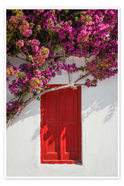 Poster Red door in Mykonos, Greece - Matteo Colombo