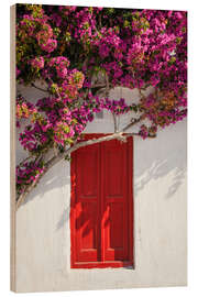 Cuadro de madera Red door in Mykonos, Greece - Matteo Colombo