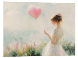 Foam board print Valentines Day Woman with Heart Balloon