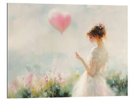 Gallery print Valentines Day Woman with Heart Balloon