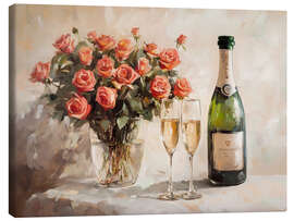 Lienzo Valentines Day Bouquet Roses and Champagne - TAlex