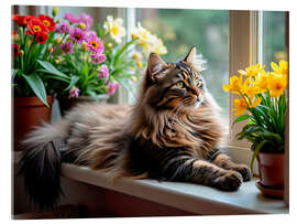 Acrylic print Maine Coon cat relaxing - nobelart