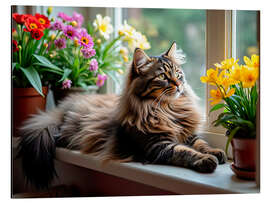 Cuadro de aluminio Maine Coon cat relaxing - nobelart