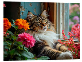 Acrylic print Maine Coon cat at the window - nobelart