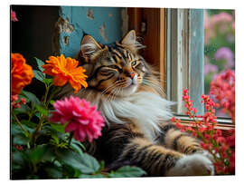Obraz na aluminium Maine Coon cat at the window - nobelart